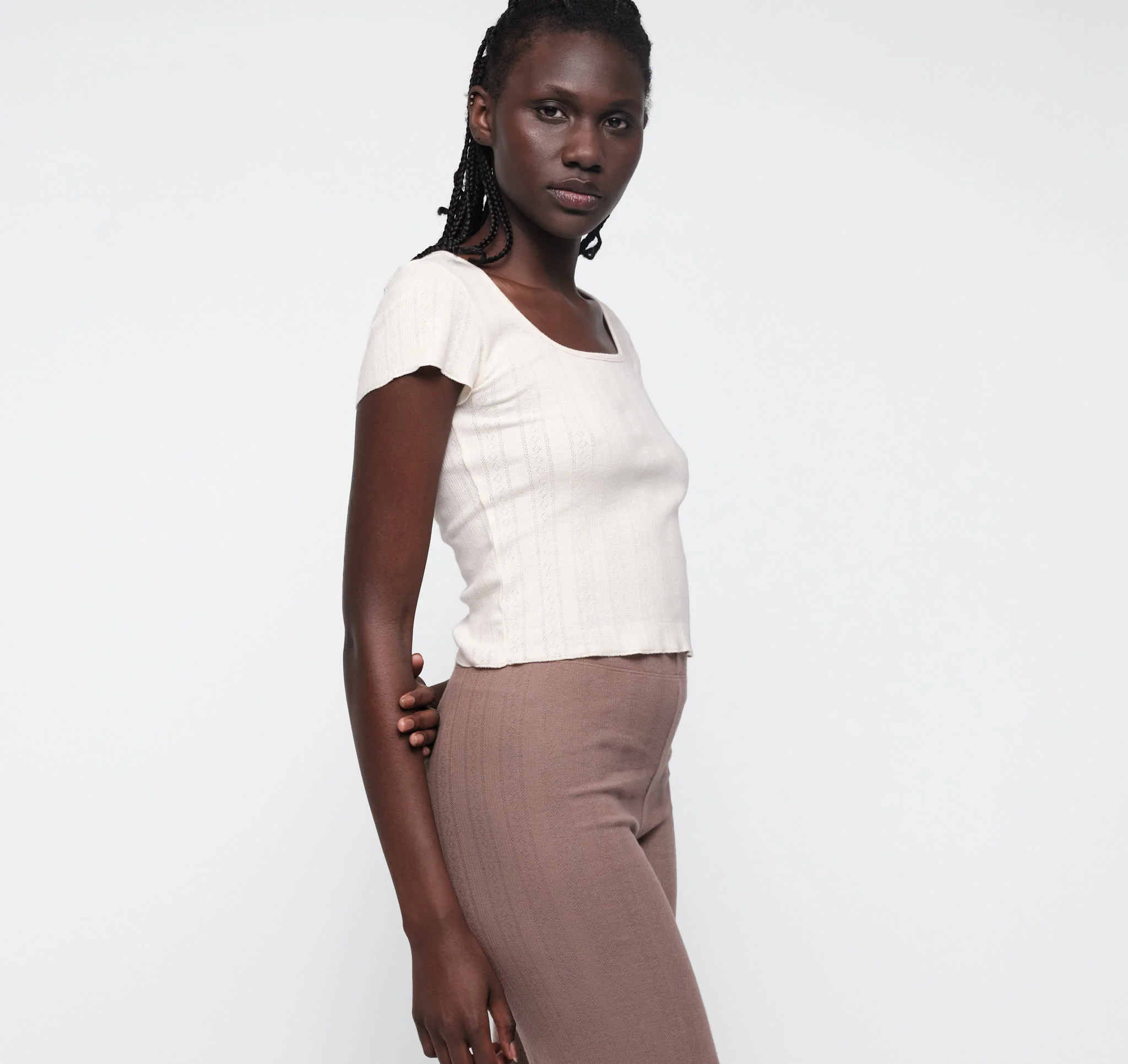 Pointelle Square Neck Tee - Image 3