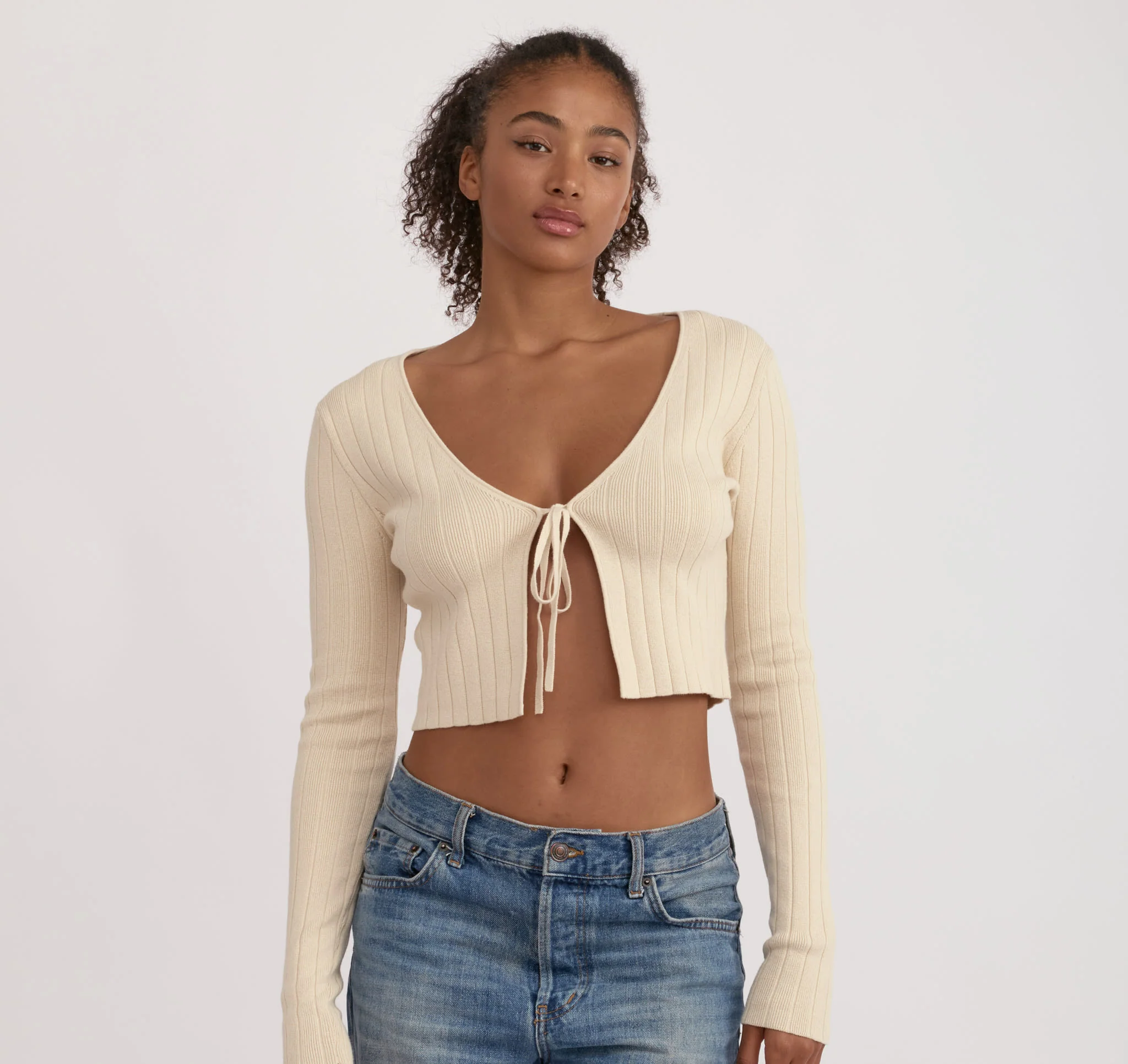 Soft Knit Rib Tie Cardigan